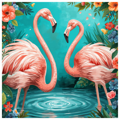 Pink Flamingos With Flowers Comforter