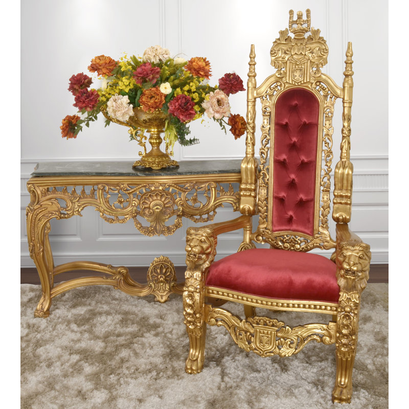 Sanora Upholstered Armchair, Burgundy , Gold
