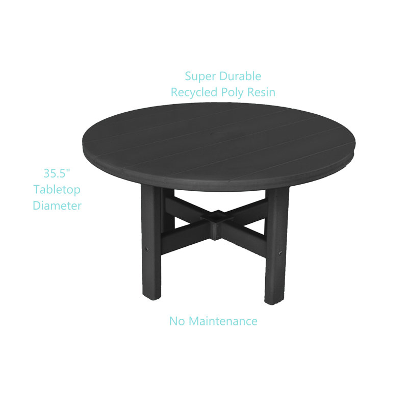 Table basse ronde d'extérieur 35,5 po Glodine, Noir