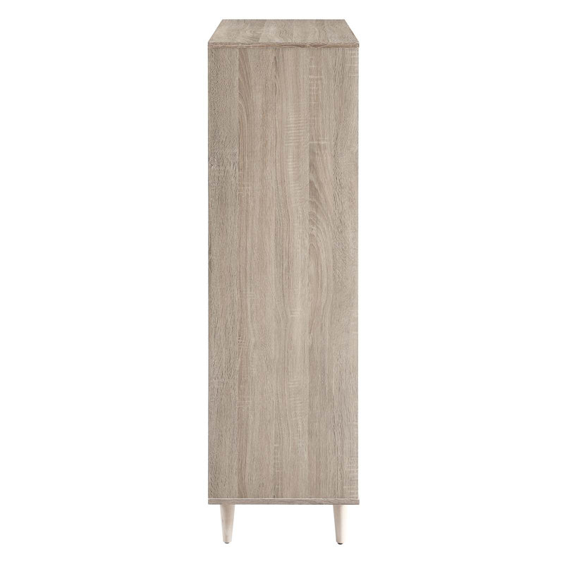 Vespera Oak and White 5-Drawer Chest with Grooved Wave Design