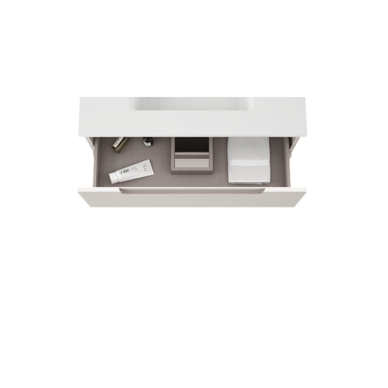 Meuble-lavabo sur pied simple 32 po avec comptoir en céramique Moncler, Beige