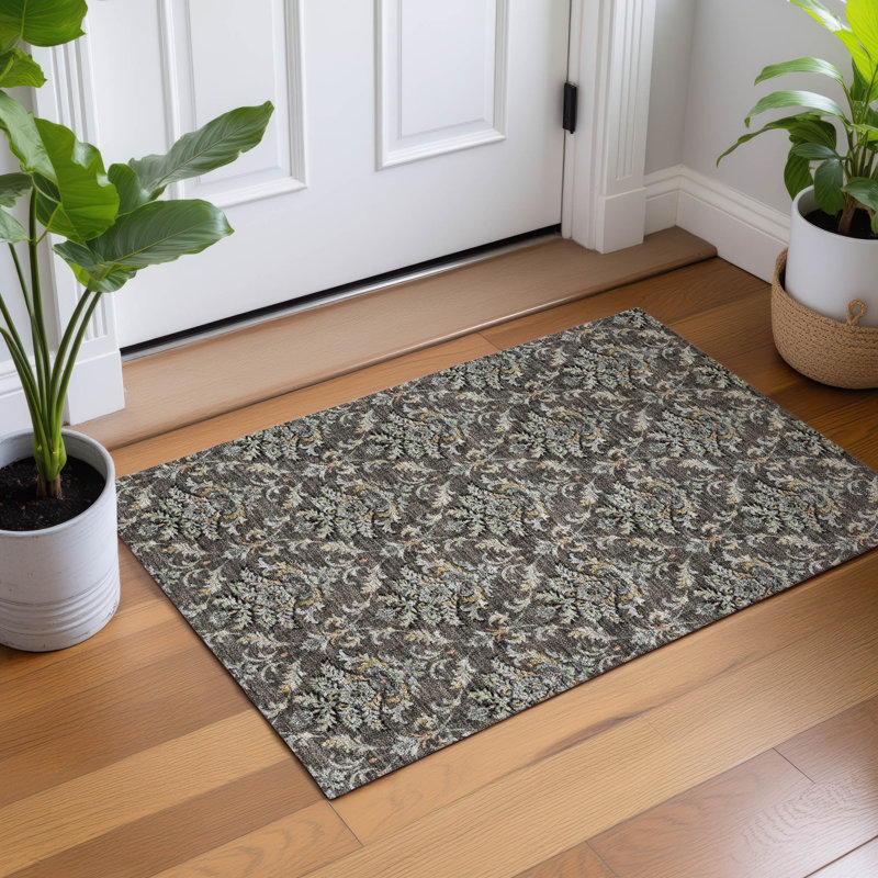 Tapis damassé intérieur / extérieur lavable à la machine ACN2325, Rectangle 1 pi 8 po x 2 pi 6 po
