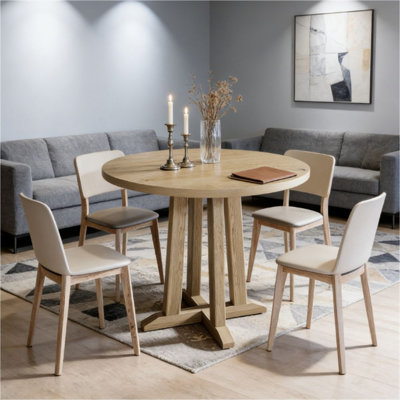 Table de salle à manger à design ajustable, combinant une construction en bois massif à une table de salle à manger pour 2 à 4 personnes.