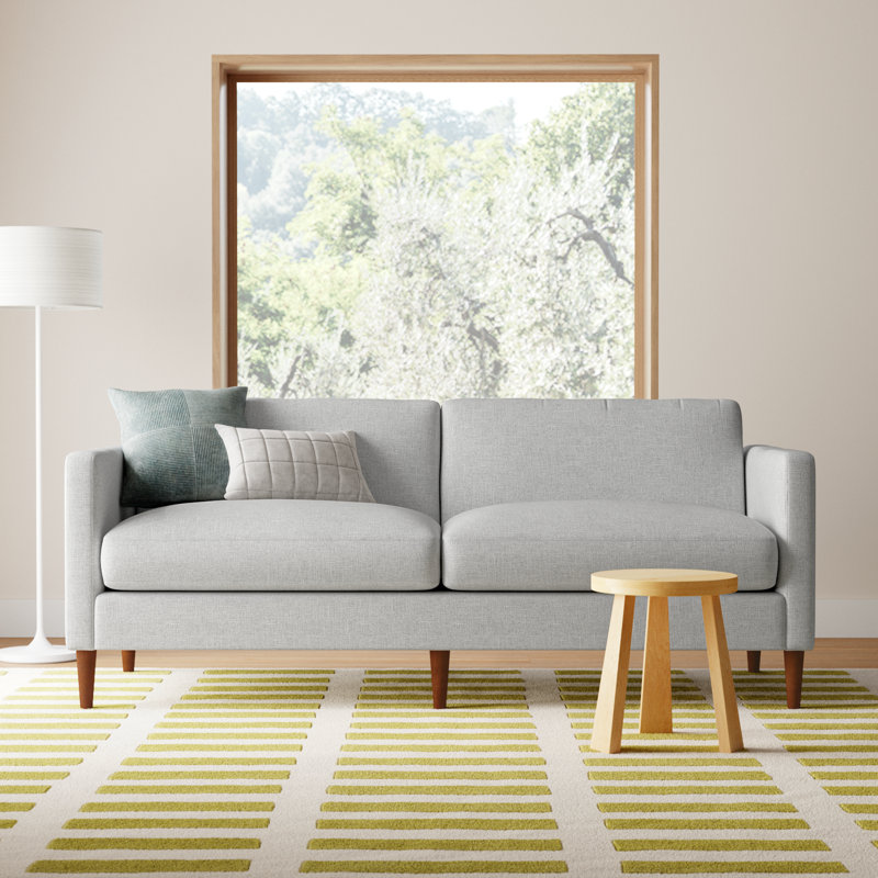 Clifford 87" Upholstered Custom Sofa, Turbo Ash Basketweave