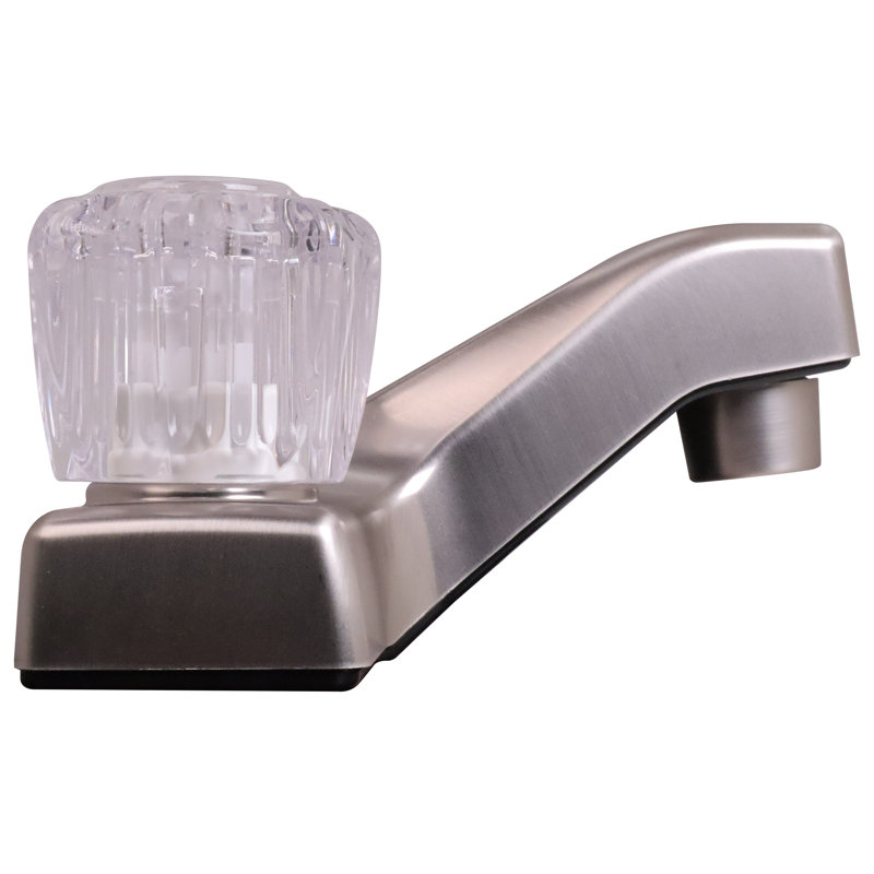 Satin Nickel 4" Dual-Handle Acrylic Centerset Bathroom Faucet
