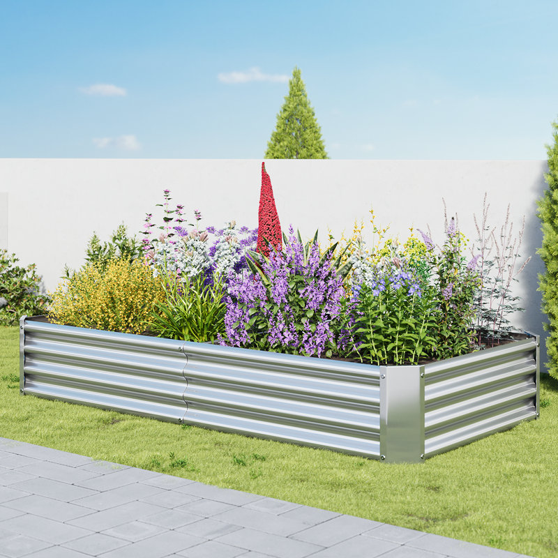 Metal Garden Bed, Silver