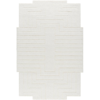 Novelty Loretto Hand Loomed Wool Area Rug in White
