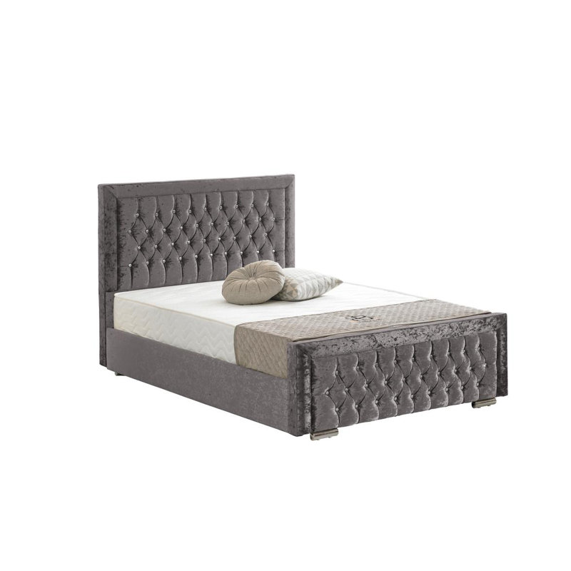 Peyton Upholstered Bed, Crush Charcoal, Double (4'6)