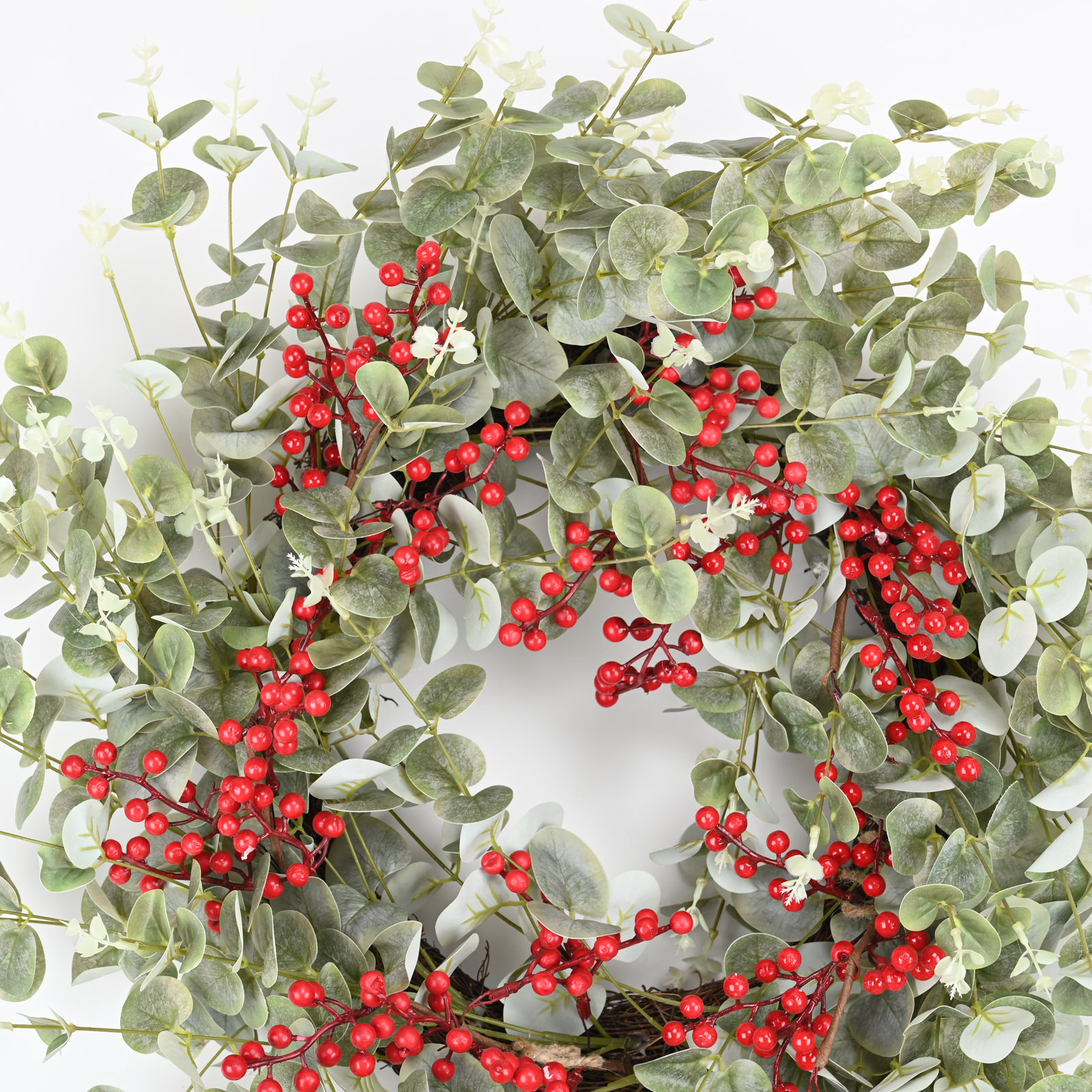 26" Handcrafted Berry Eucalyptus Wreath, Red/Green