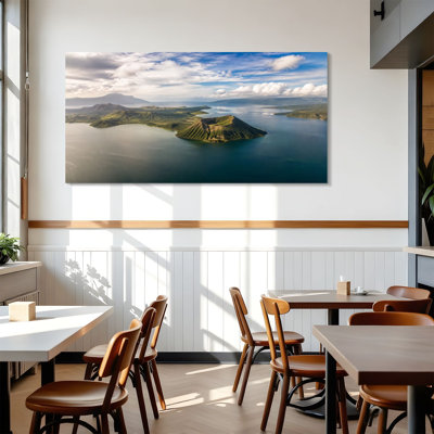 Canvas Wall Art Taal Volcano Tagaytay Philippines Wall Decor for Living Room Bathroom Bedroom Office 24"H x 48"W Art Paintings, Ready to Hang