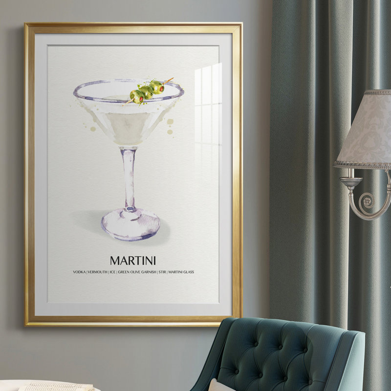 Martini - peinture encadrée, H 30,5 po x l 42,5 po x P 1,5 po, Or