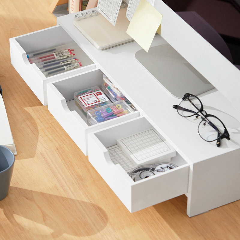 Islais Wood Monitor Stand, White