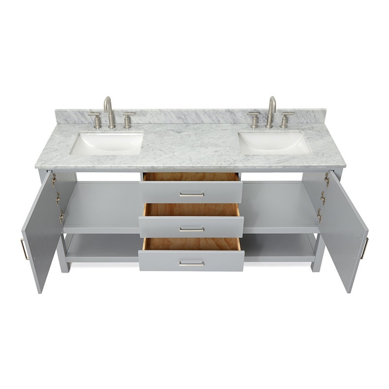 Bayhill 73'' W Double Vanity, Oval, Gray, 61"
