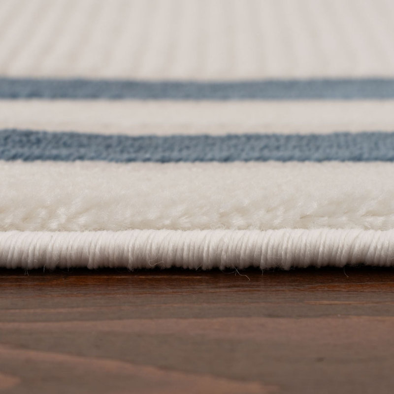 Carmel Modern Bordered Cream/Navy Area Rug, Rectangle 240 x 340 cm