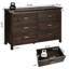 Brown MDF Veneer 6-Drawer Dresser 47.2"X15.7"X31.5"