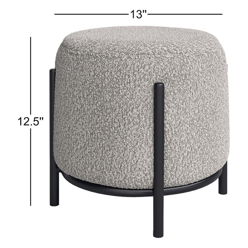 Formentera Powder-coated Iron Accent Stool, Gray