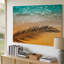 Toile, une scène de plage de sable ensoleillée avec une ombre complexe d'art mural, une feuille de palmier jeté sur le sable doré chaud, art sur toile-398809938