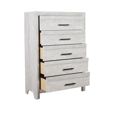 Contemporary 5-Piece Queen Bedroom Set With Storage And Mirror In Elegant Natural Finish