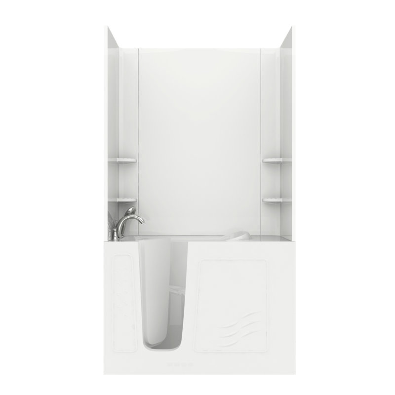 Combinaison de 53 po x 26 po avec robinet, lumière, chauffe-eau et siège intégré Santa Fe, Blanc