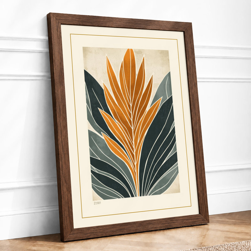 Golden Stem Symmetry Botanical - Print, Walnut, A1 - 84.1 x 59.4 cm