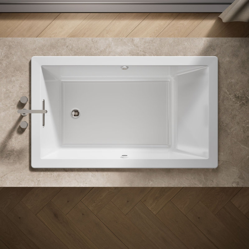 Baignoire en acrylique 60 po x 36 po encastrée avec bain de massage, Blanc