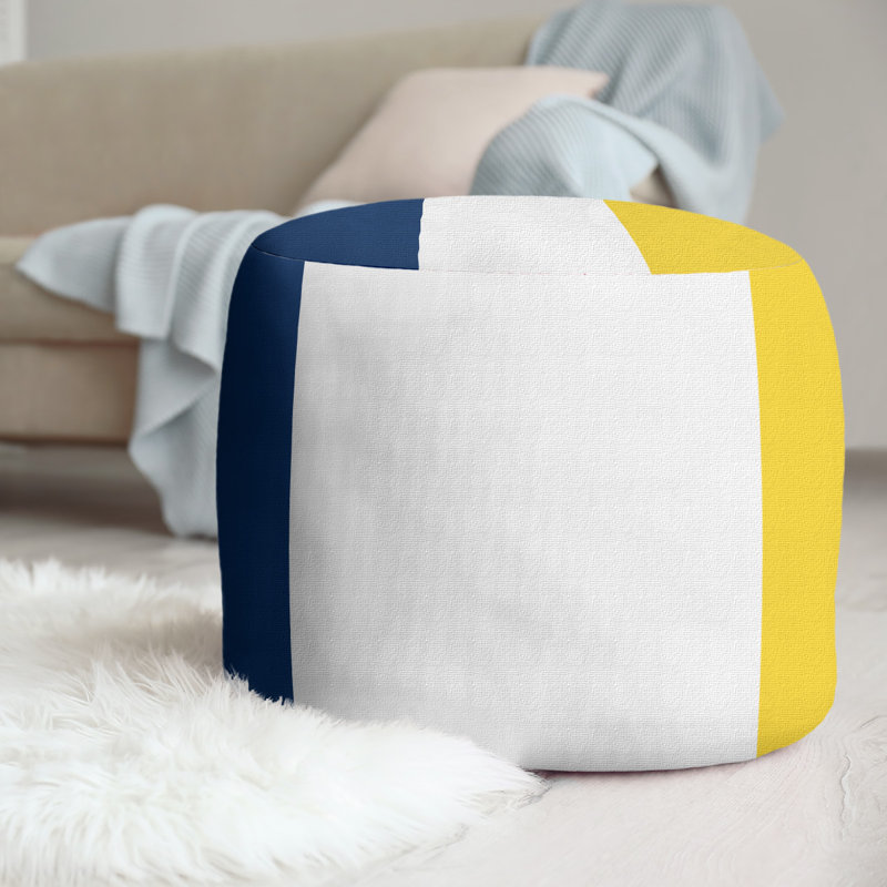 repose-pieds rond 20,5", Bleu marine / blanc / jaune