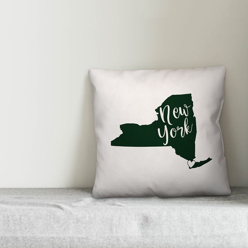 Coussin décoratif carré new york fierté, 16 po x 1 po, Vert / blanc
