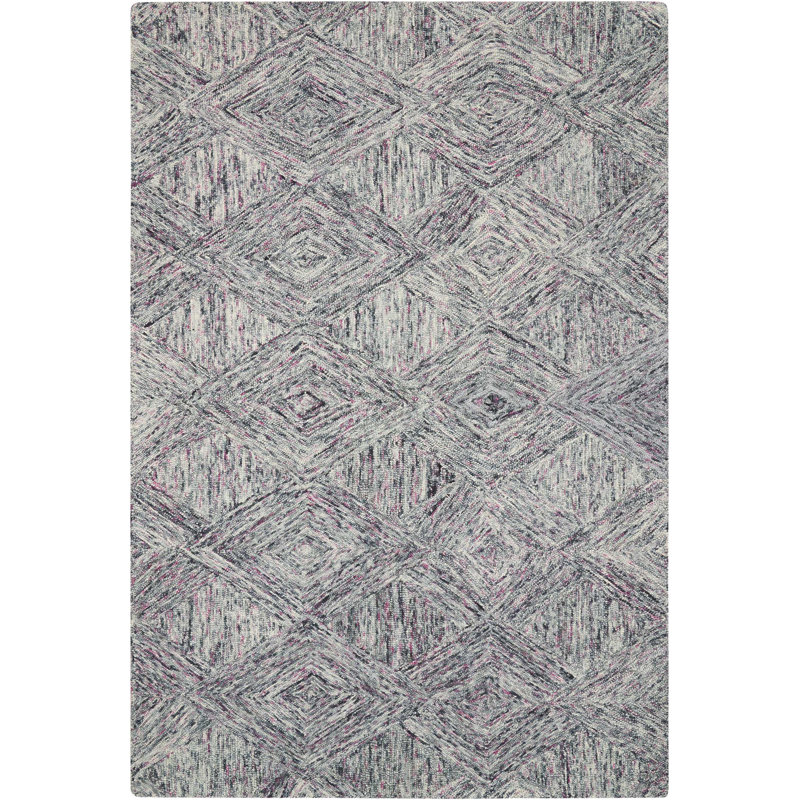 Tapis gris fait à la main Jodie, Rectangle 5 pi x 7 pi 6 po