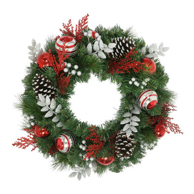 Faux Lighted Pine 24'' Wreath