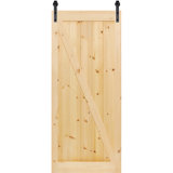 Paneled Wood Unfinished Knotty Barn Door without Installation Hardware Kit