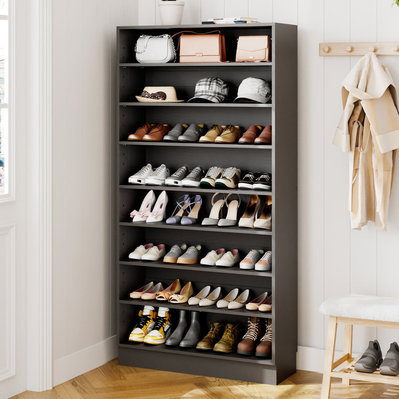 40 Pair Shoe Cabinet With Adjustable Shelves, Black