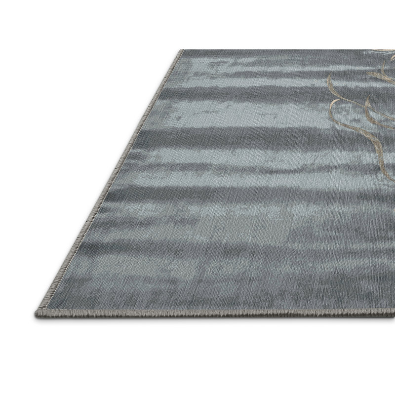 Machine Washable Gray Area Rug, Rectangle 7' x 9'