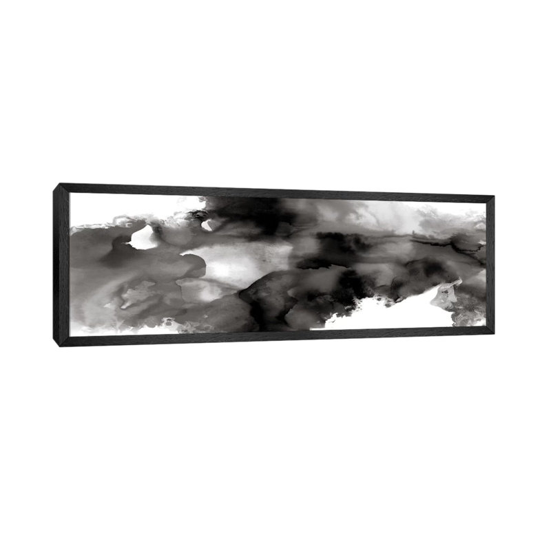 Movement Noir by Daniela Hudson - Panoramic Painting on Canvas, 121.92 cm H x 40.64 cm W, Black Framed