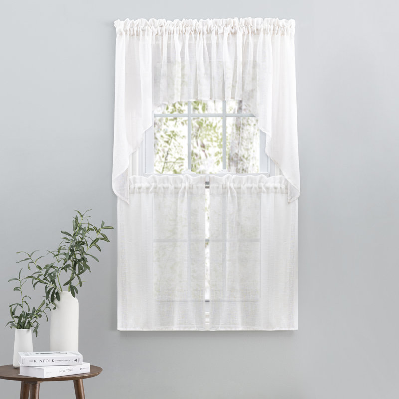 Paire de rideaux de qualité supérieure avec passe-tringle Matanah, Blanc, l 52 po x L 36 po