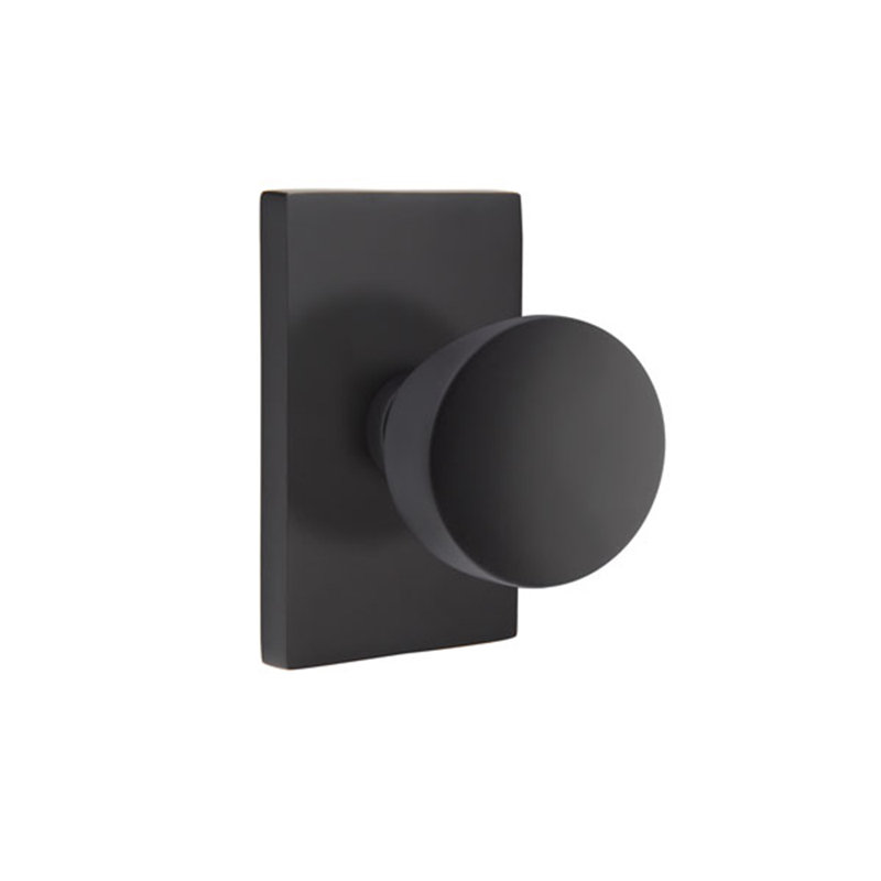 Passage Laurent Knob with Modern Rectangular Rose, Flat Black