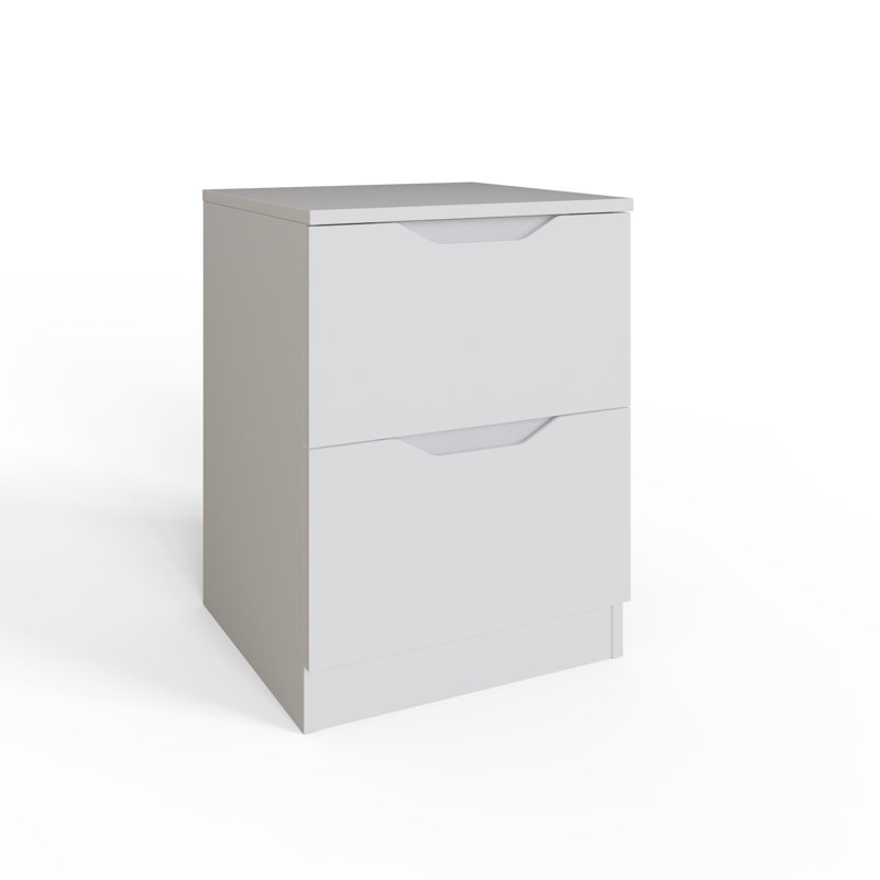 Groove Handled 2 Drawer Bedside, Matt White