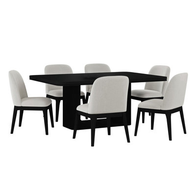 Picket House Furnishings Camelot 7PC Standard Height Dining Set In Black-Table And Six Chairs