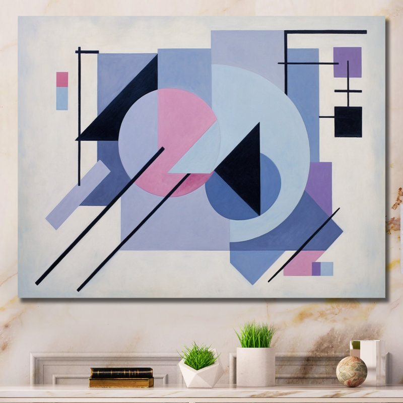 " Purple Suprematism Dynamic Rhythm I ", Wrapped Canvas, 34" H x 44" W x 1.5" D