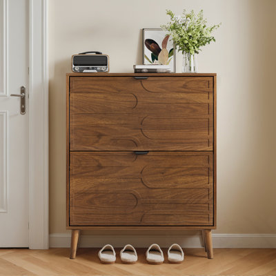Shoe Cabinet Storage with 2 Flip Drawers and adjustable shelves