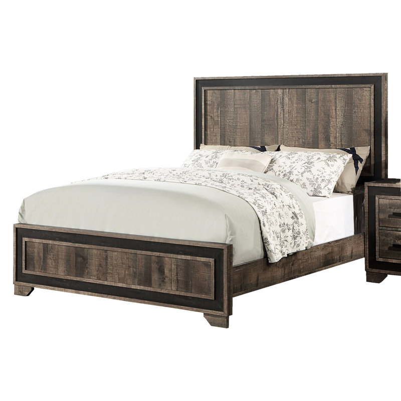 Grande chambre à coucher, tête de lit à panneau en bois avec finition chêne