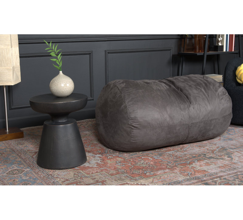 Fauteuil à billes cylindrique en suède de 4 pieds Michael, gris anthracite, Polyester gris anthracite