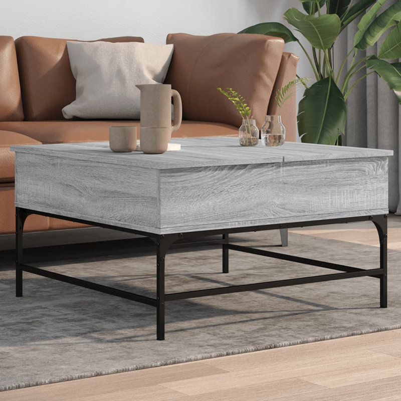 Garges Lift Top Four Leg Coffee Table with Storage, Grey Sonoma
