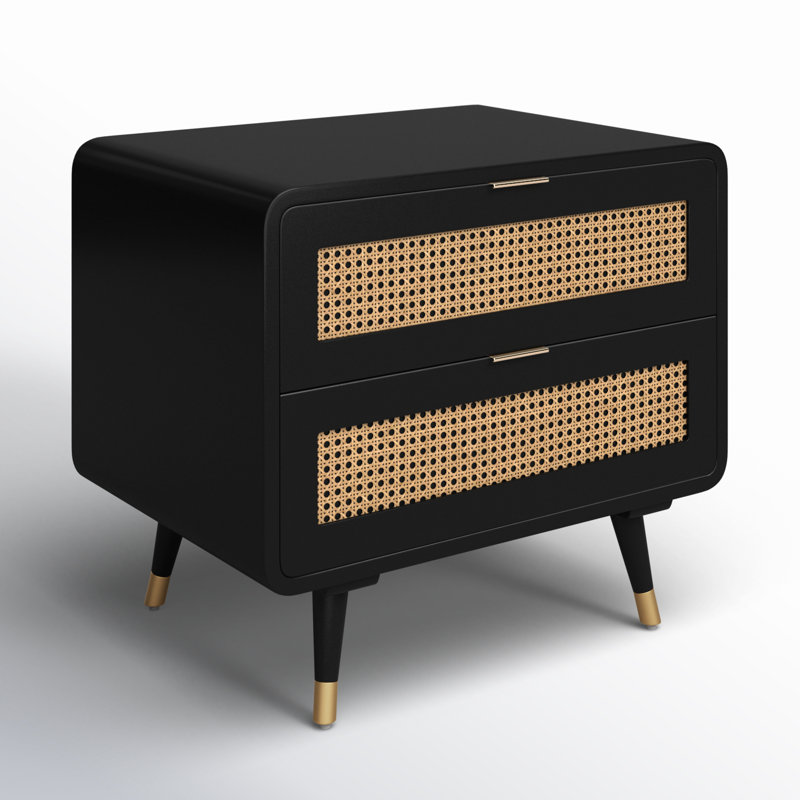 Cianciulli 2 - Drawer Nightstand in Black/Natural/Brass