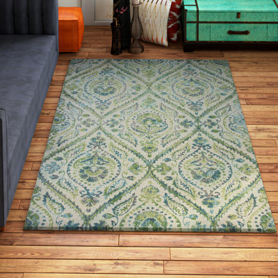 Tapis ivoire / bleu sarcelle Eufracia