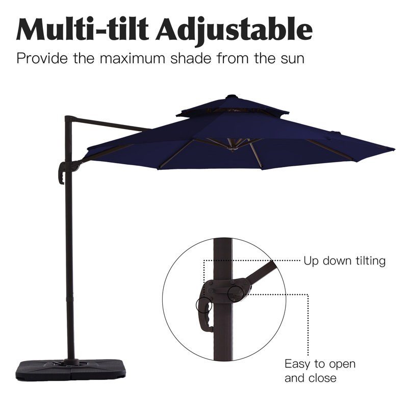 Parasol en porte-à-faux Pulk, L 156 po x P 156 po, Marine