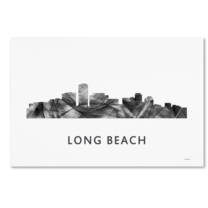 « long beach california horizon wb wb », impression sur toile tendue, H 16 po x l 24 po x P 2 po