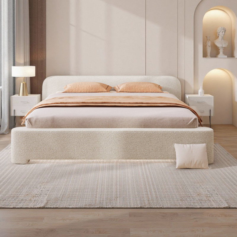 Lit rembourré Cozy Bounce - Un ajout de rêve à votre chambre à coucher avec un tissu doux et une structure durable, Double