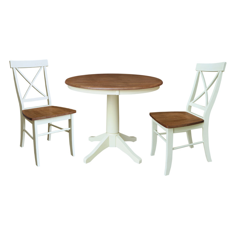 Ensemble de salle à manger en bois massif pour 2 personnes Doinel, Hickory / charbon délavé