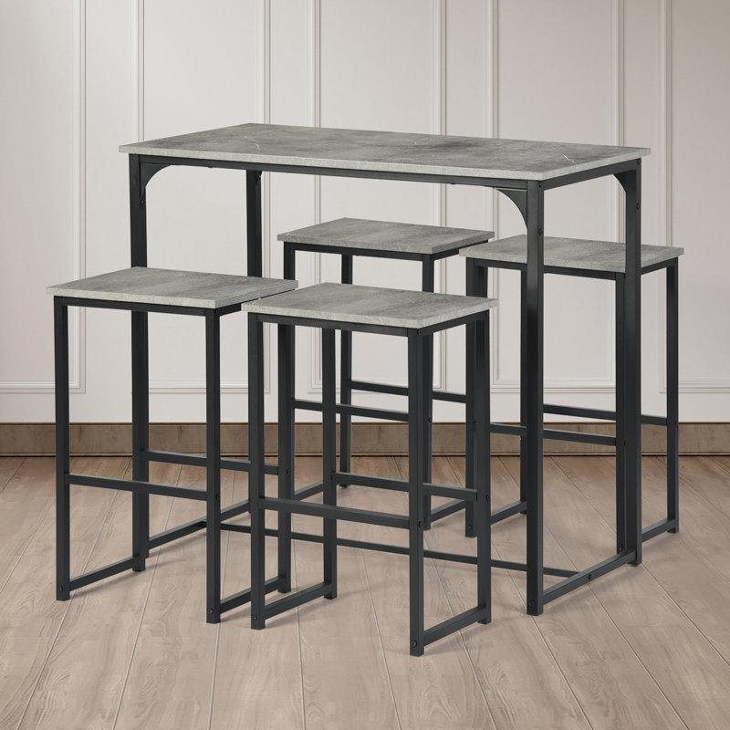 Acord 4 - Person Counter Height Dining Set, Grey/Black