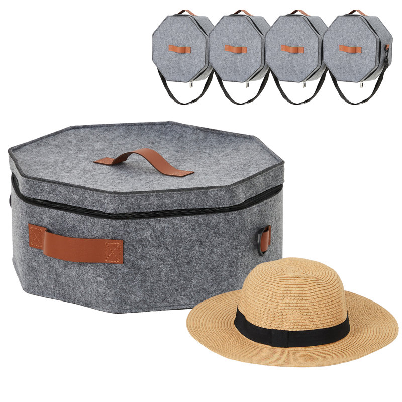 Collapsible Hat Storage Boxes with Lids – 4 Pack Stackable Hat Organizer